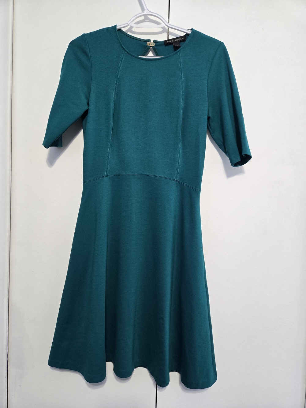 Banana Republic Teal Fit & Flare Knit Dress Size 2 Career Cocktail